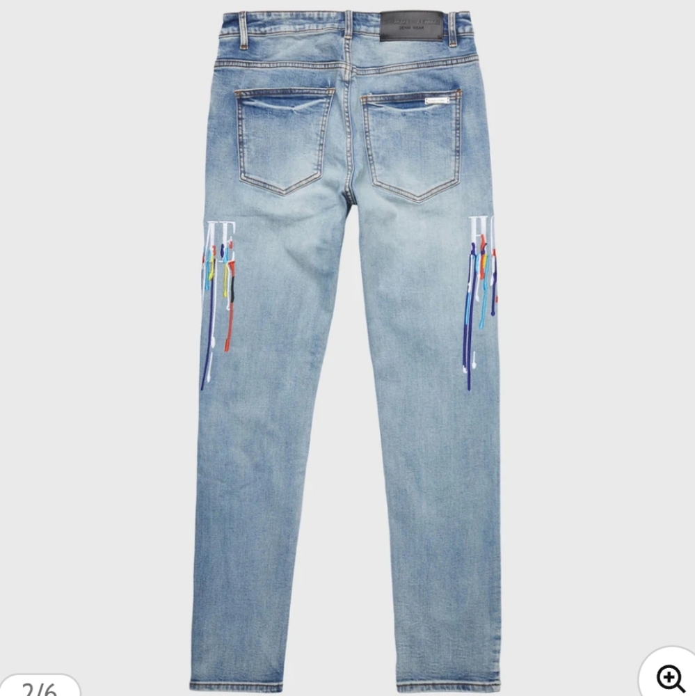 NWT Homme + Femme Letterman Men's Drip Denim Blue With White Letters Size 30/S - Picture 2 of 13